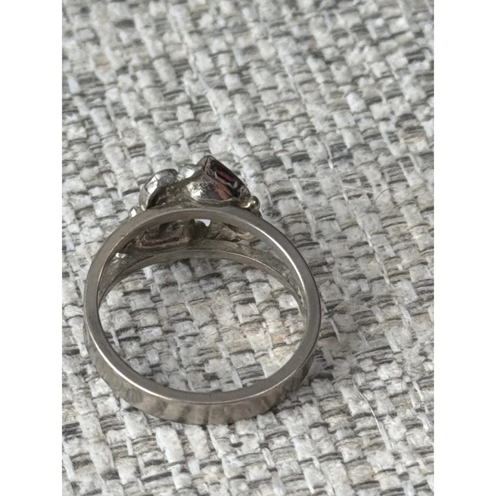Sterling Silver Turquoise Coral Chip Inlay Double Heart Ring Southwestern Scroll